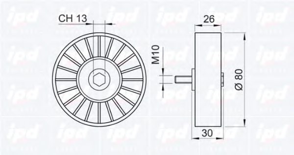 IPD 15-0348 Deflection/Guide Pulley, v-ribbed belt
